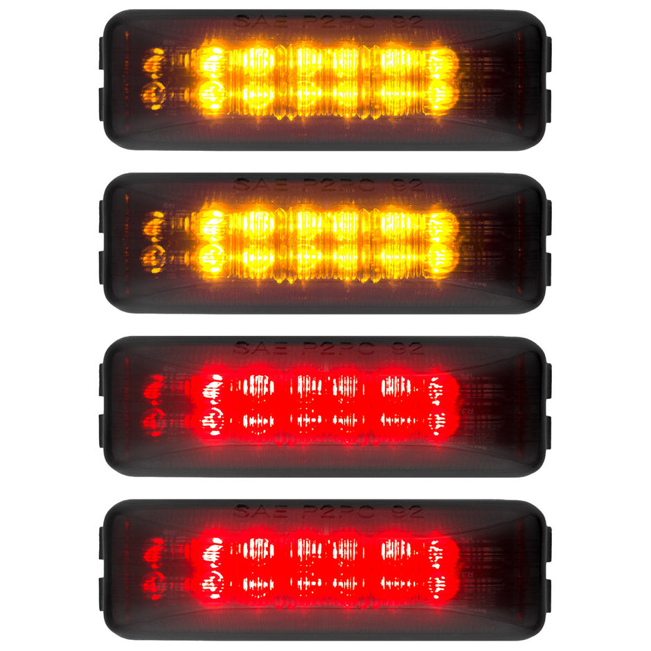 Dodge 94-01 RAM Dually Fender Lenses (4-Piece Set) w/ 2 Red LED Lights & 2 Amber LED Lights - Smoked Lens w/ Black Trim - Image 2