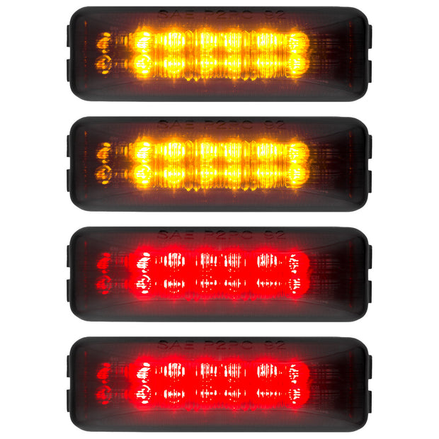 Dodge 94-01 RAM Dually Fender Lenses (4-Piece Set) w/ 2 Red LED Lights & 2 Amber LED Lights - Smoked Lens w/ Black Trim - Image 2