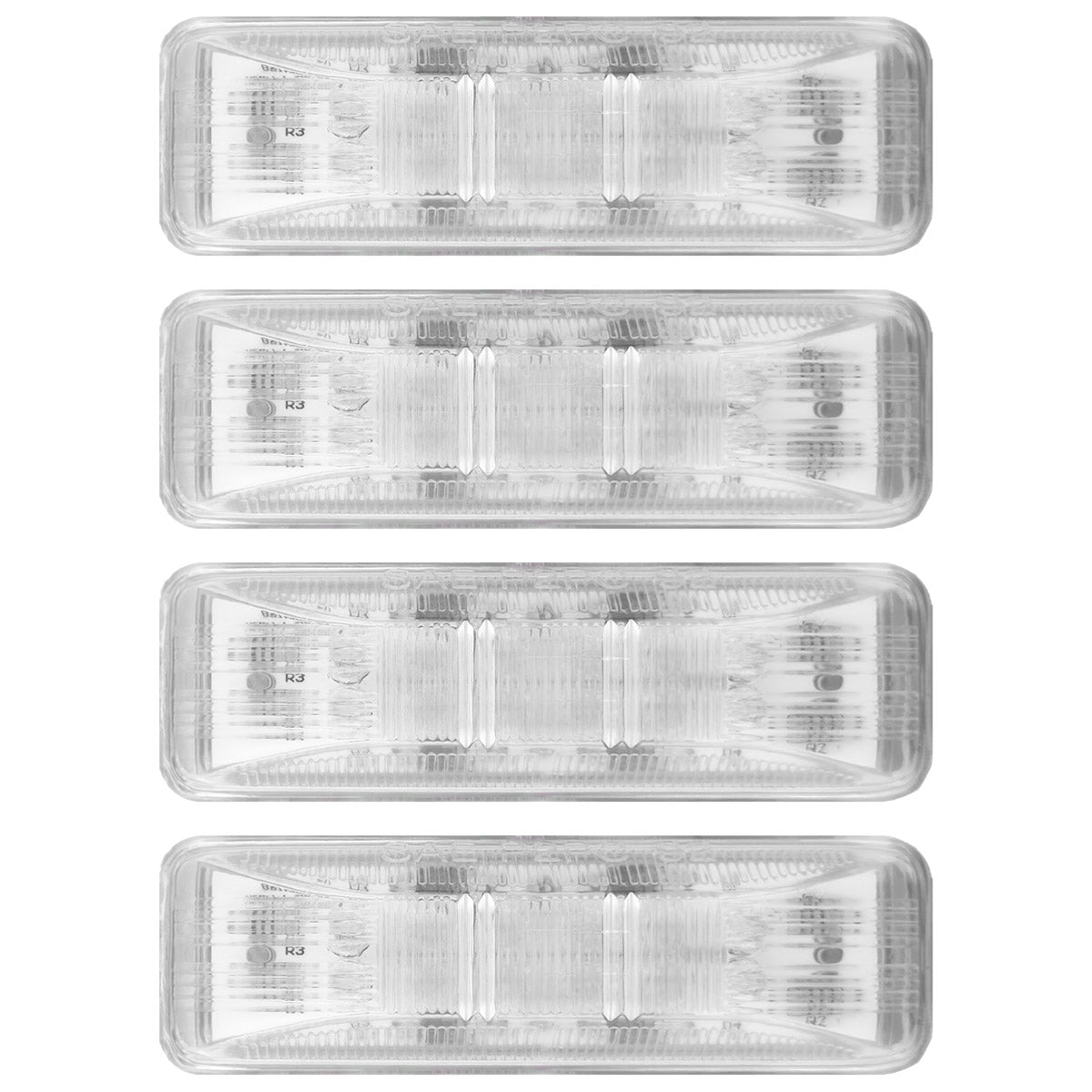 Dodge 94-01 RAM Dually Fender Lenses (4-Piece Set) w/ 2 Red LED Lights & 2 Amber LED Lights - Clear Lens w/ Chrome Trim