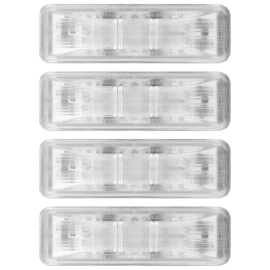 Dodge 94-01 RAM Dually Fender Lenses (4-Piece Set) w/ 2 Red LED Lights & 2 Amber LED Lights - Clear Lens w/ Chrome Trim