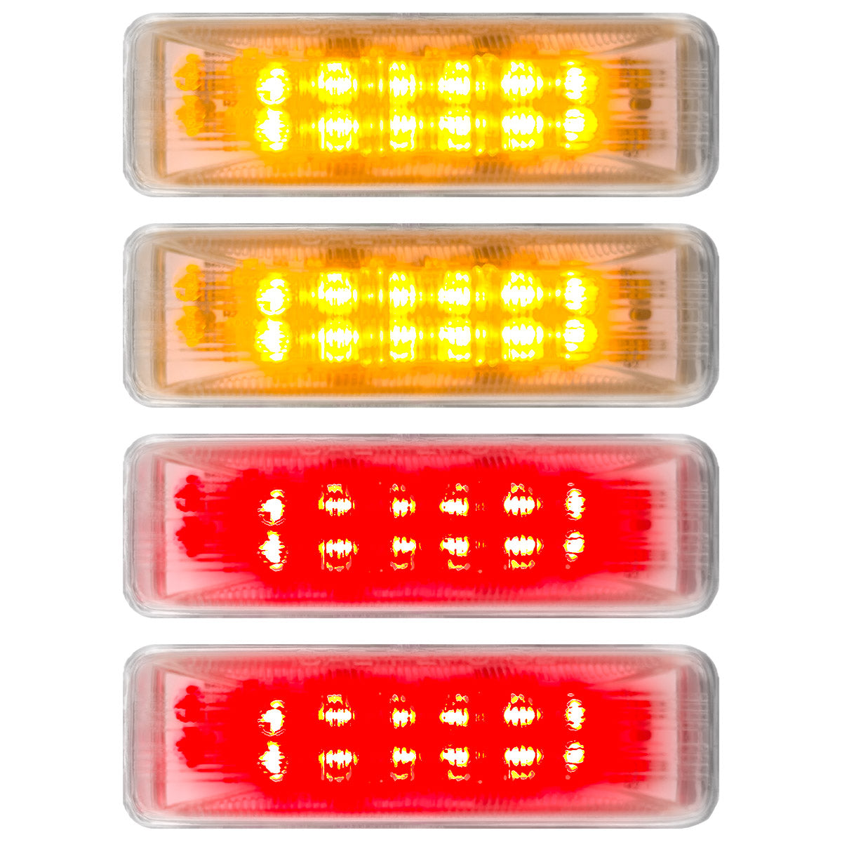 Dodge 94-01 RAM Dually Fender Lenses (4-Piece Set) w/ 2 Red LED Lights & 2 Amber LED Lights - Clear Lens w/ Chrome Trim - Image 2