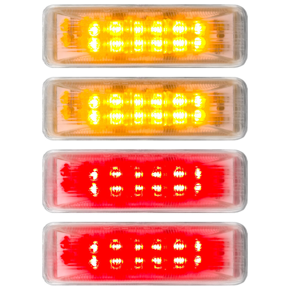 Dodge 94-01 RAM Dually Fender Lenses (4-Piece Set) w/ 2 Red LED Lights & 2 Amber LED Lights - Clear Lens w/ Chrome Trim - Image 2