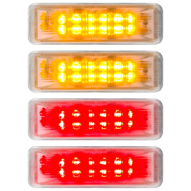 Dodge 94-01 RAM Dually Fender Lenses (4-Piece Set) w/ 2 Red LED Lights & 2 Amber LED Lights - Clear Lens w/ Chrome Trim - Image 2
