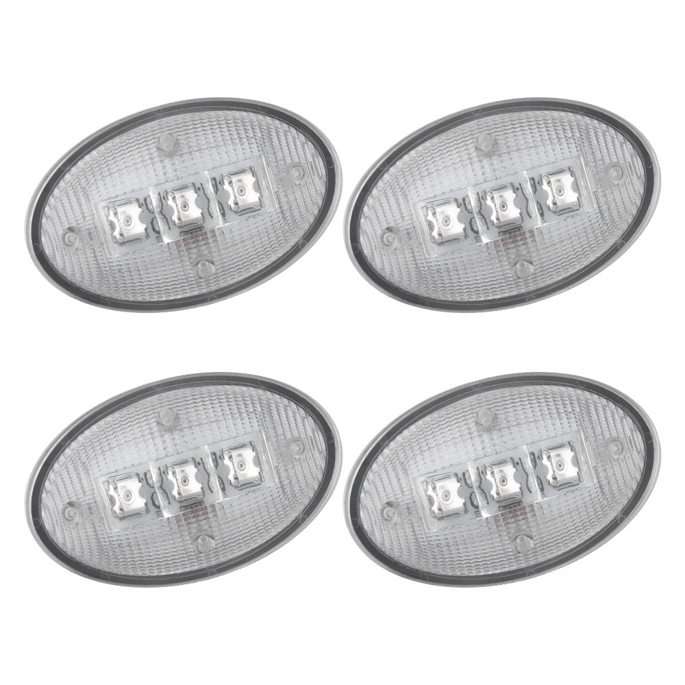 Ford 99-10 Superduty Dually Fender Lenses (4-Piece Set) w/ 2 Red LED Lights & 2 Amber LED Lights - Clear Lens w/ Chrome Trim - Image 2