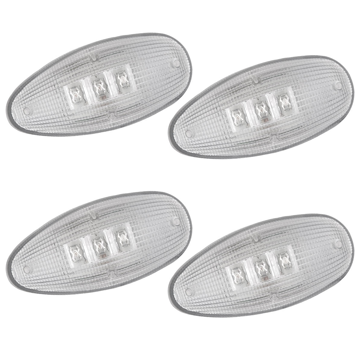 GMC & Chevy 99-14 Sierra & Silverado (1st & 2nd GEN) Dually Fender Lenses (4-Piece Set) w/ 2 Red LED Lights & 2 Amber LED Lights - Clear Lens w/ Chrome Trim