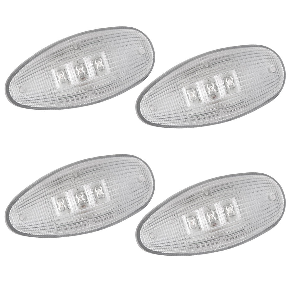 GMC & Chevy 99-14 Sierra & Silverado (1st & 2nd GEN) Dually Fender Lenses (4-Piece Set) w/ 2 Red LED Lights & 2 Amber LED Lights - Clear Lens w/ Chrome Trim