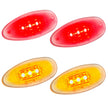 GMC & Chevy 99-14 Sierra & Silverado (1st & 2nd GEN) Dually Fender Lenses (4-Piece Set) w/ 2 Red LED Lights & 2 Amber LED Lights - Clear Lens w/ Chrome Trim - Image 2