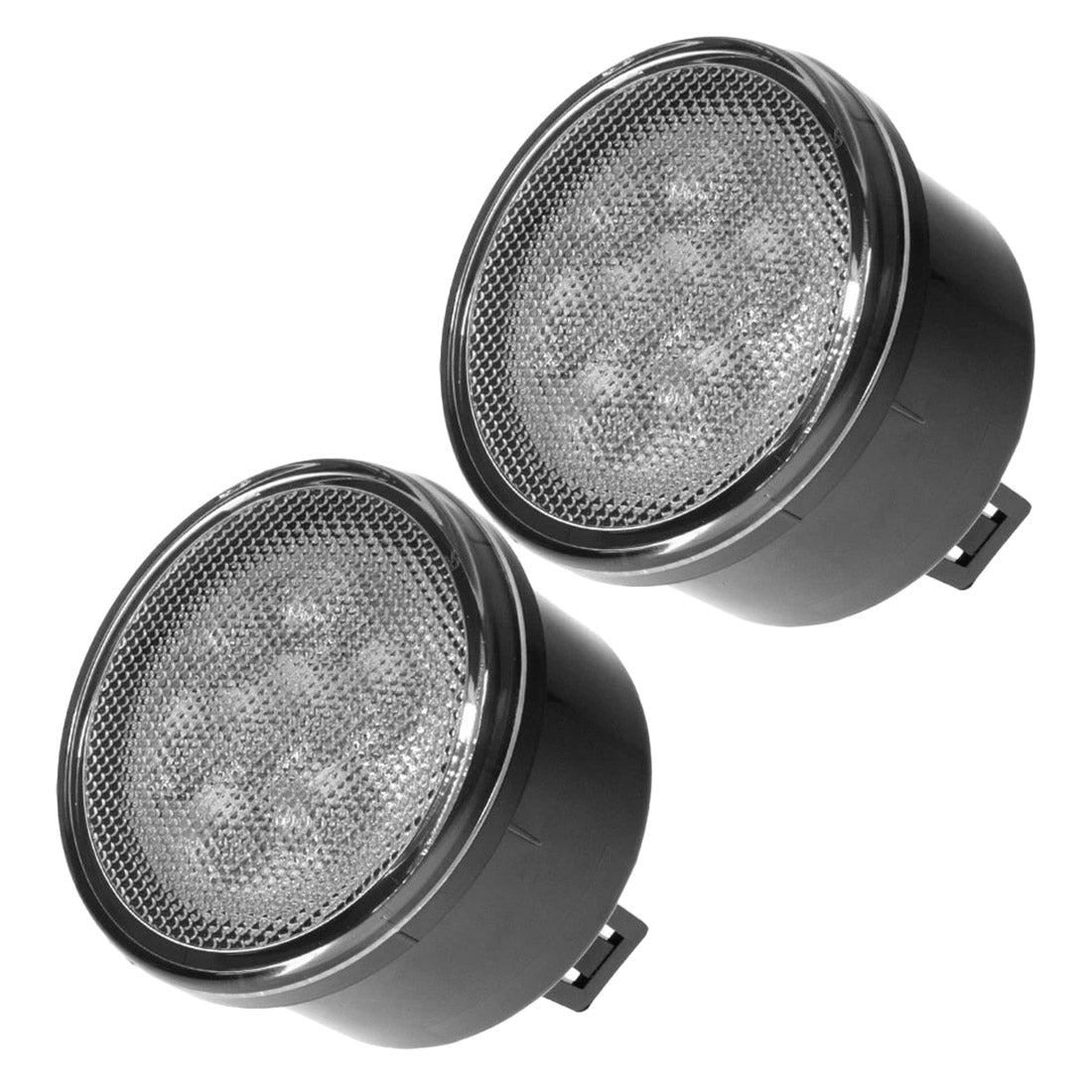 Jeep 07-18 JK Wrangler Round Front Turn Signal Lenses with Amber LED's Located Under Front Headlights - Clear Lens - Image 3