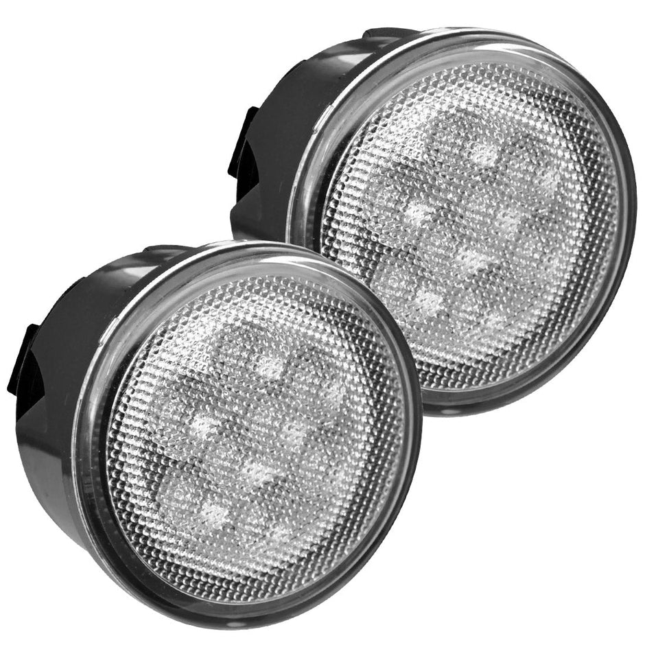Jeep 07-18 JK Wrangler Round Front Turn Signal Lenses with White LED's Located Under Front Headlights - Clear Lens - Image 4