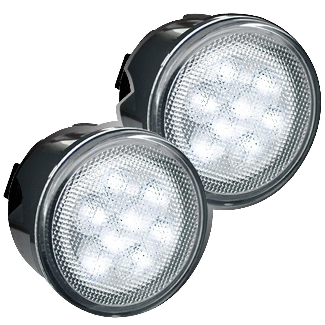 Jeep 07-18 JK Wrangler Round Front Turn Signal Lenses with White LED's Located Under Front Headlights - Clear Lens - Image 3