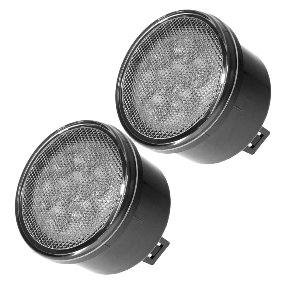 Jeep 07-18 JK Wrangler Round Front Turn Signal Lenses with White LED's Located Under Front Headlights - Clear Lens - Image 2