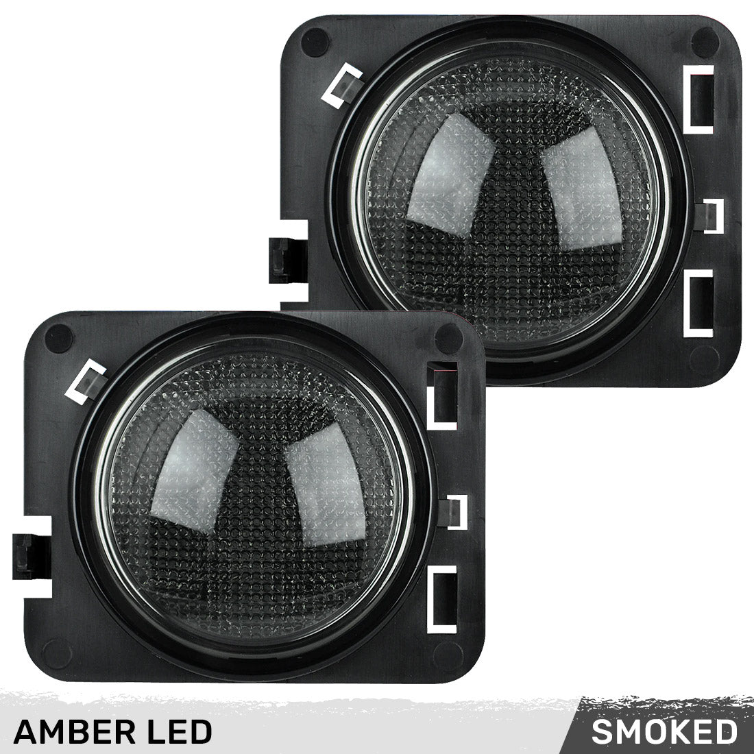 Jeep 07-18 JK Wrangler Round Front Fender Lenses with White LED's Located on Front Side Fender - Smoked Lens - Image 4