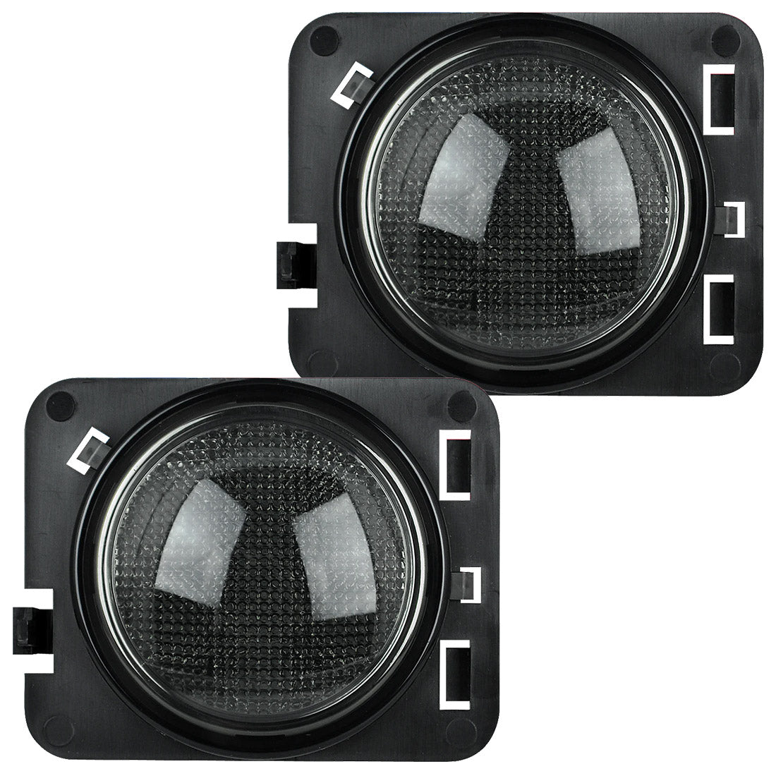 Jeep 07-18 JK Wrangler Round Front Fender Lenses with Amber LED's Located on Front Side Fender - Smoked Lens - Image 5