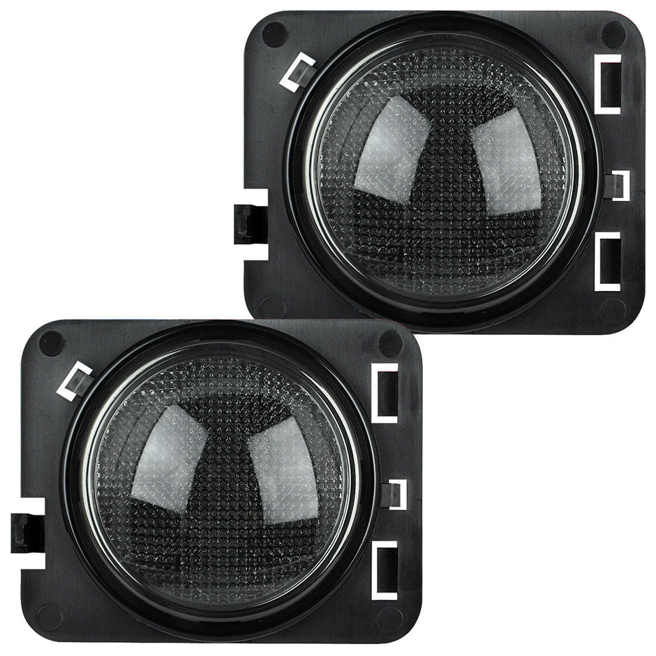 Jeep 07-18 JK Wrangler Round Front Fender Lenses with Amber LED's Located on Front Side Fender - Smoked Lens - Image 5
