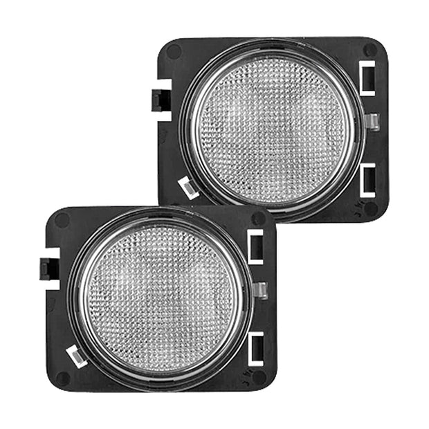 Jeep 07-18 JK Wrangler Round Front Fender Lenses with Amber LED's Located on Front Side Fender - Clear Lens
