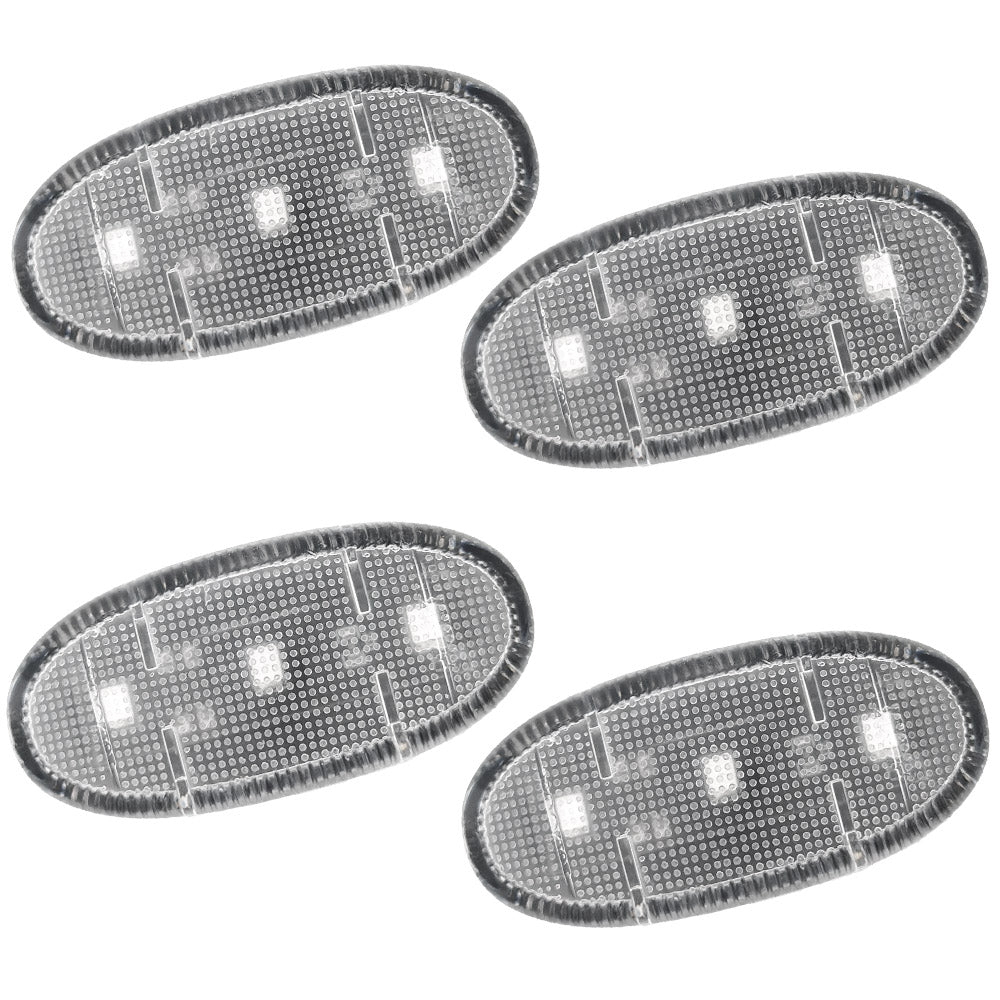 Ford 11-23 Superduty Dually Fender Lenses (4-Piece Set) w/ 2 Red LED Lights & 2 Amber LED Lights - Clear Lens w/ Chrome Trim