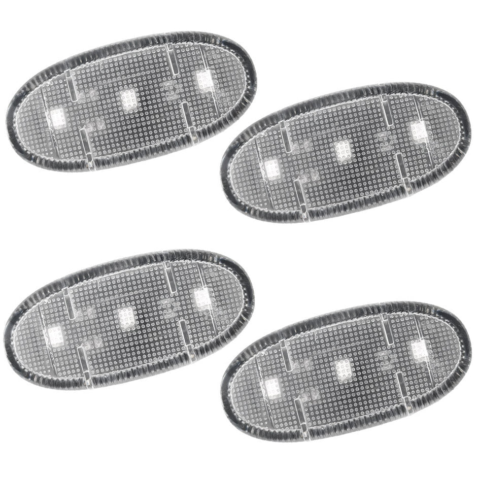 Ford 11-23 Superduty Dually Fender Lenses (4-Piece Set) w/ 2 Red LED Lights & 2 Amber LED Lights - Clear Lens w/ Chrome Trim