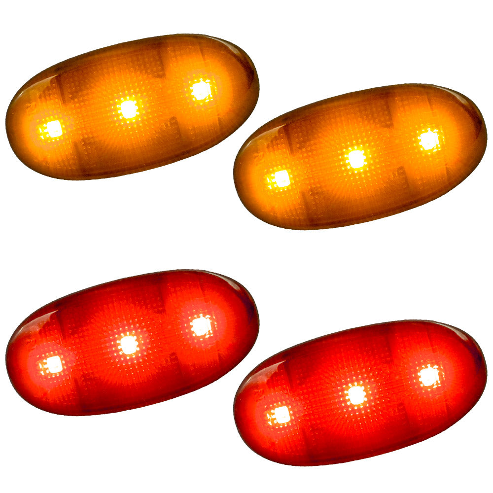 Ford 11-23 Superduty Dually Fender Lenses (4-Piece Set) w/ 2 Red LED Lights & 2 Amber LED Lights - Clear Lens w/ Chrome Trim - Image 2