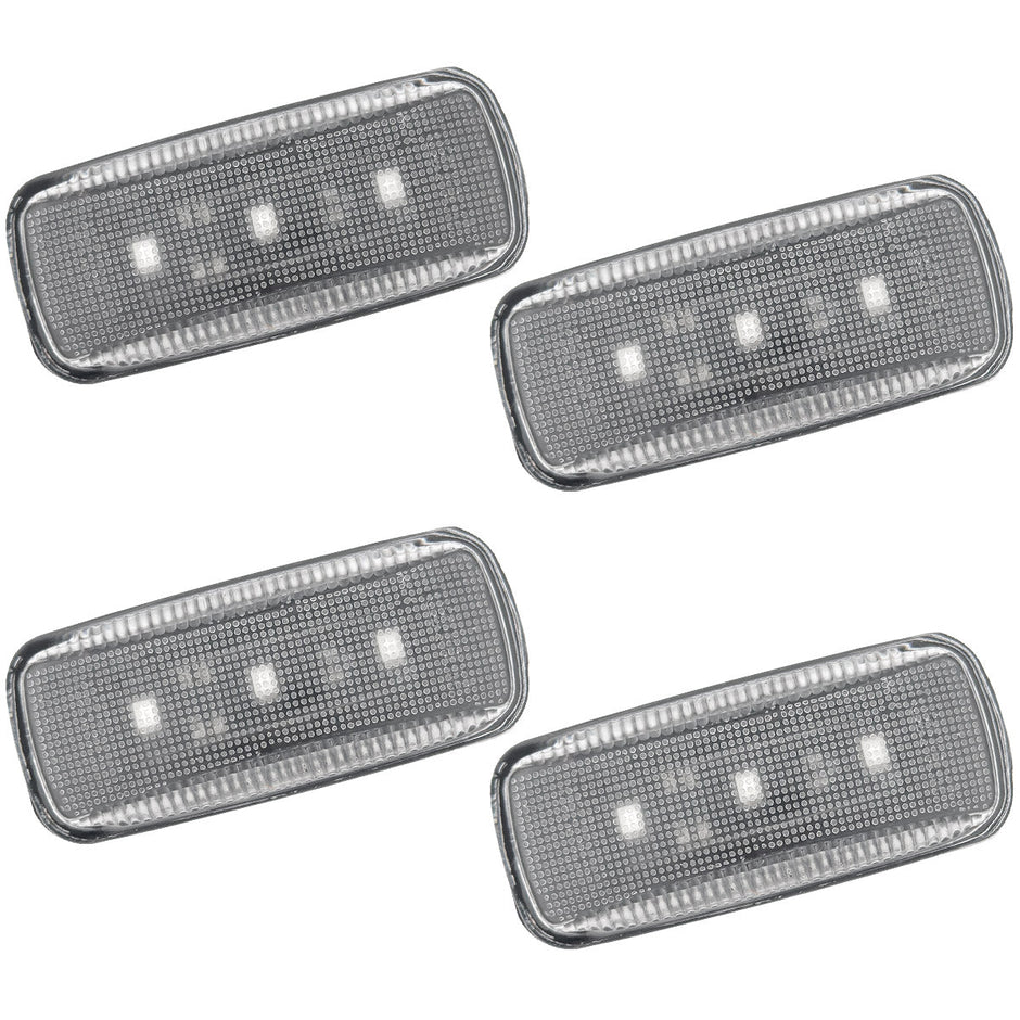 Dodge 10-21 RAM Dually Fender Lenses (4-Piece Set) w/ 2 Red LED Lights & 2 Amber LED Lights - Clear Lens w/ Chrome Trim