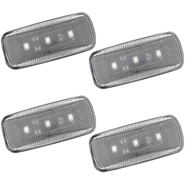 Dodge 10-21 RAM Dually Fender Lenses (4-Piece Set) w/ 2 Red LED Lights & 2 Amber LED Lights - Clear Lens w/ Chrome Trim