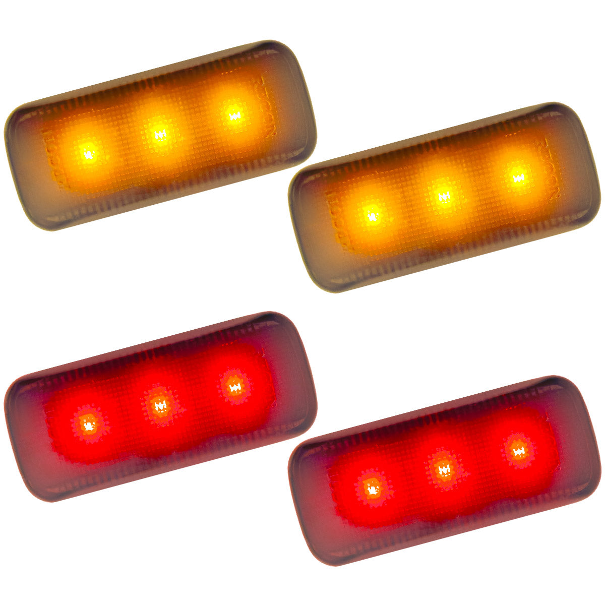 Dodge 10-21 RAM Dually Fender Lenses (4-Piece Set) w/ 2 Red LED Lights & 2 Amber LED Lights - Clear Lens w/ Chrome Trim - Image 2