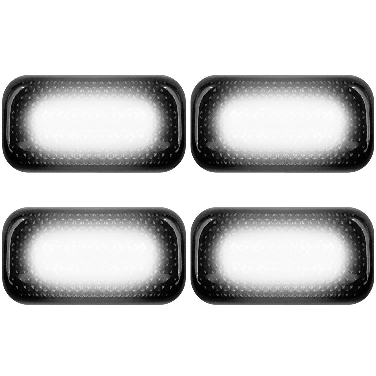 GMC & Chevy 15-23 Sierra & Silverado (3rd & 4th GEN) Dually Fender Lenses (4-Piece Set) w/ 4 White LED Lights - Smoked Lens w/ Black Trim - Image 2
