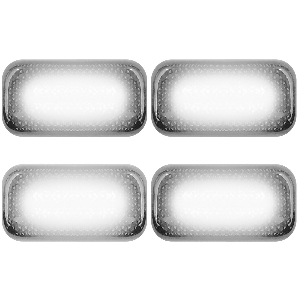 GMC & Chevy 15-23 Sierra & Silverado (3rd & 4th GEN) Dually Fender Lenses (4-Piece Set) w/ 4 White LED Lights - Clear Lens w/ Chrome Trim - Image 2