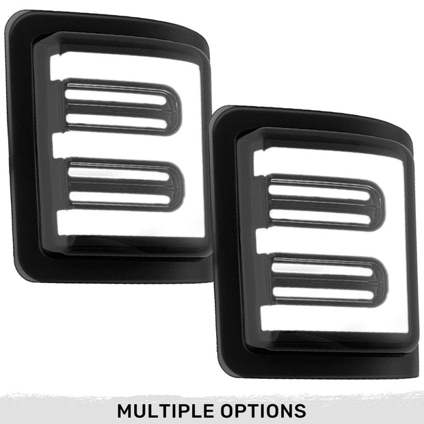 Ford 08-16 F250/F350 Superduty Side Mirror Lenses (2-Piece Set) w/ WHITE LED Running Lights & AMBER Scanning LED Turn Signals - Smoked Lens