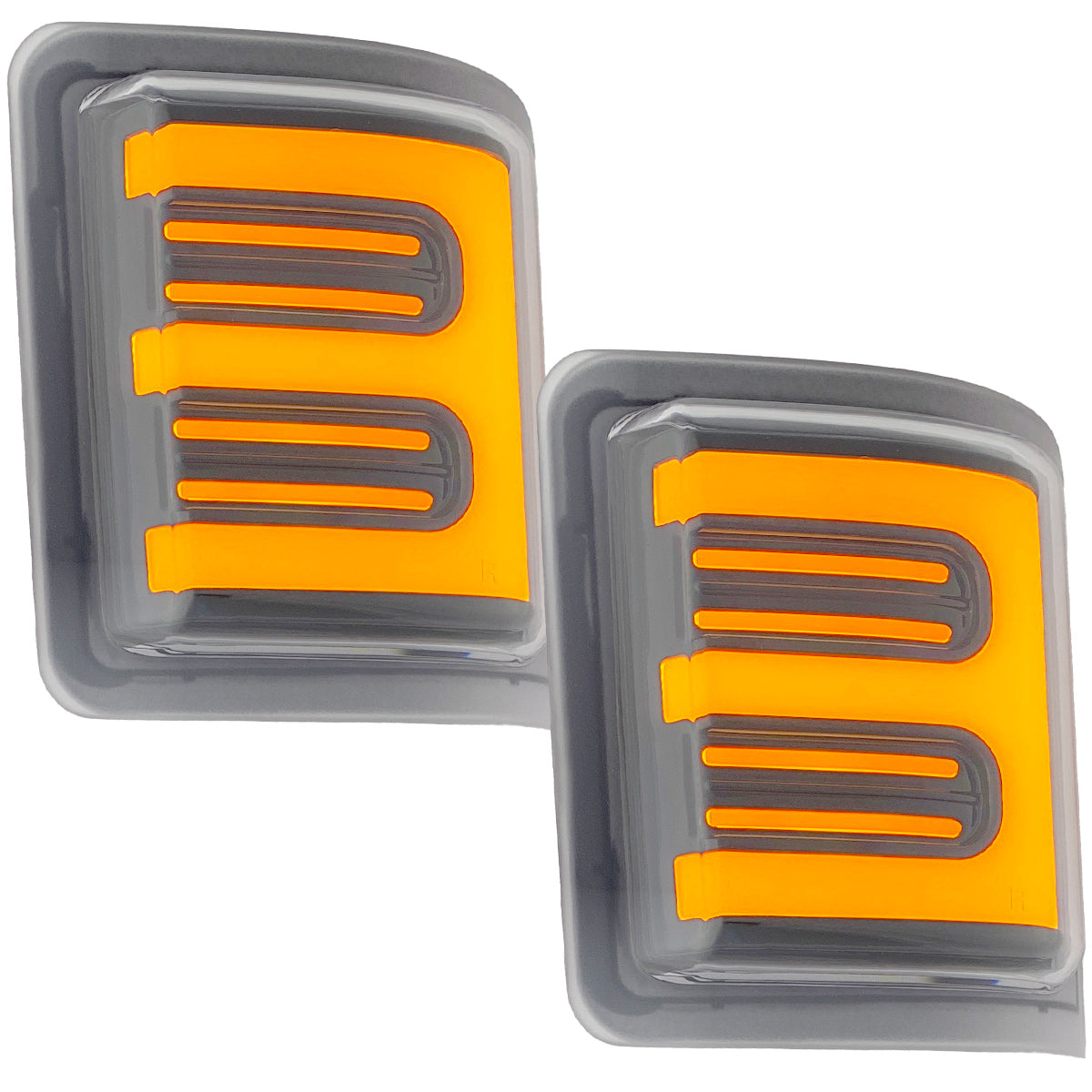 Ford 08-16 F250/F350 Superduty Side Mirror Lenses (2-Piece Set) w/ Ultra High-Power AMBER OLED Running Lights & Ultra High-Power AMBER Scanning OLED Turn Signals - Clear Lens - Image 3
