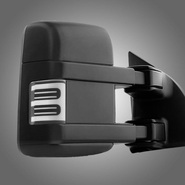 Ford 08-16 F250/F350 Superduty Side Mirror Lenses (2-Piece Set) w/ WHITE LED Running Lights & AMBER Scanning LED Turn Signals - Clear Lens - Image 2