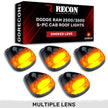 Dodge 94-98 RAM (5-Piece Set) Smoked Cab Roof Light Lens with Amber 194 Bulbs - Complete Kit With Wiring & Hardware - Image 2