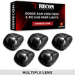 Dodge 94-98 RAM (5-Piece Set) Smoked Cab Roof Light Lens with Amber 194 Bulbs - Complete Kit With Wiring & Hardware