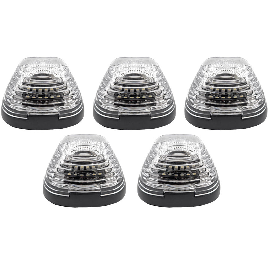 Dodge 94-98 RAM (5-Piece Set) Clear Cab Roof Light Lens with Amber 194 Bulbs - Complete Kit With Wiring & Hardware - Image 2