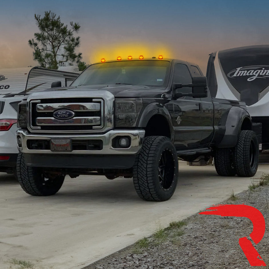 Ford 99-16 Superduty (5-Piece Set) Clear Cab Roof Light Lenses Only & Amber Xenon Bulbs - Image 4