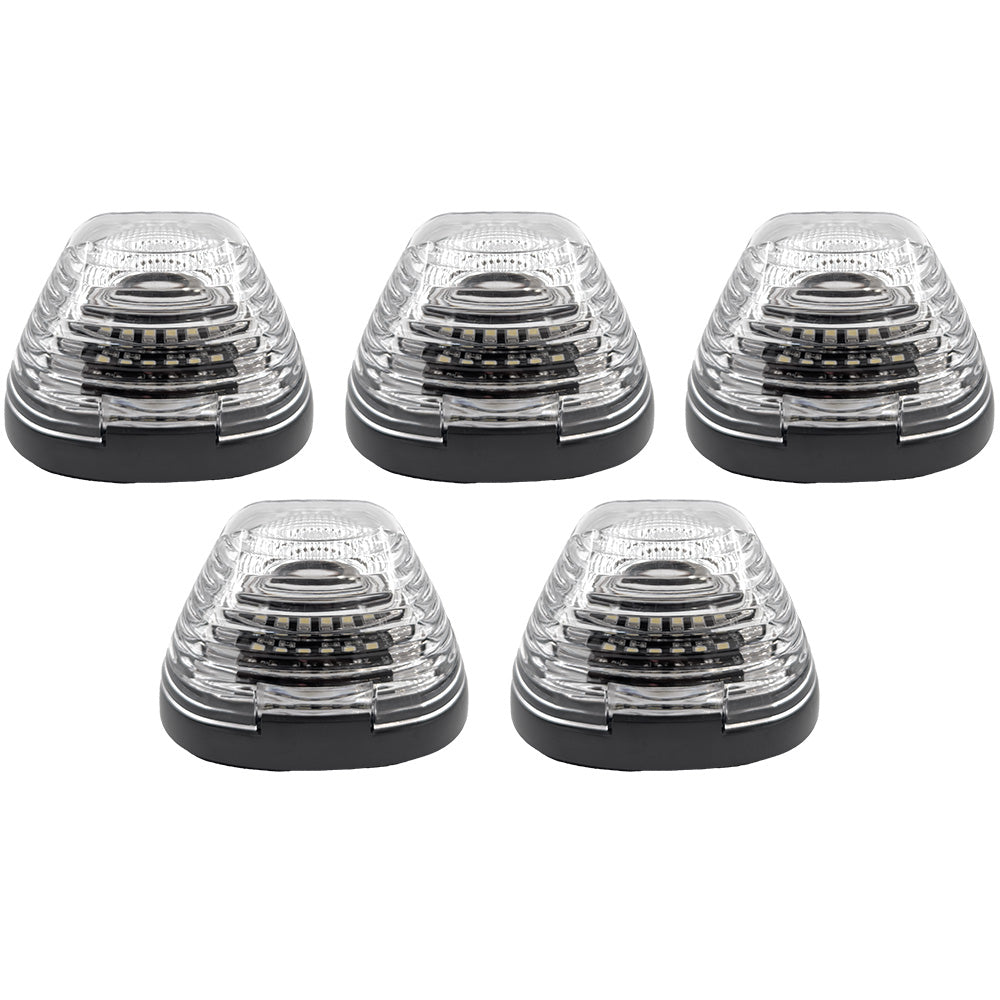 Ford 99-16 Superduty (5-Piece Set) Clear Cab Roof Light Lens with 2-Way Forward & Rear Facing Amber ULTRA High-Power LEDs - (Complete Wiring Kit Sold Separately)
