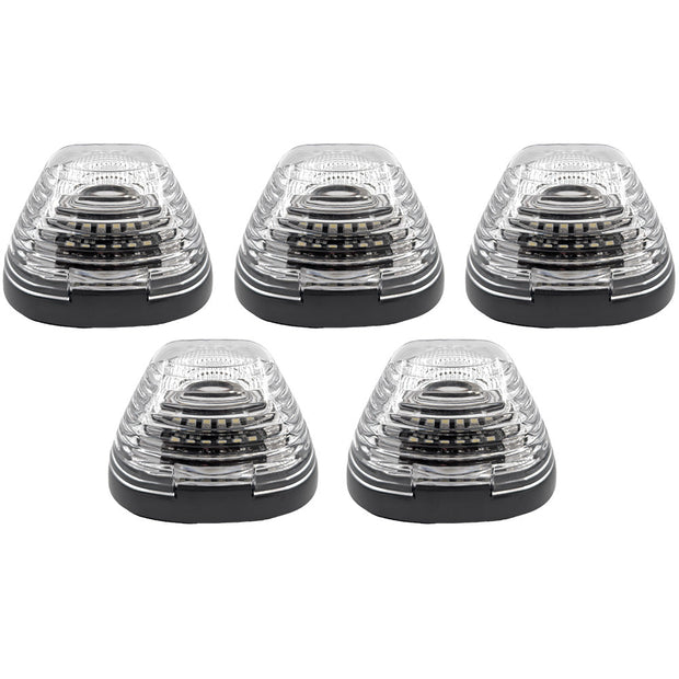 Ford 99-16 Superduty (5-Piece Set) Clear Cab Roof Light Lens with 2-Way Forward & Rear Facing Amber ULTRA High-Power LEDs - (Complete Wiring Kit Sold Separately)