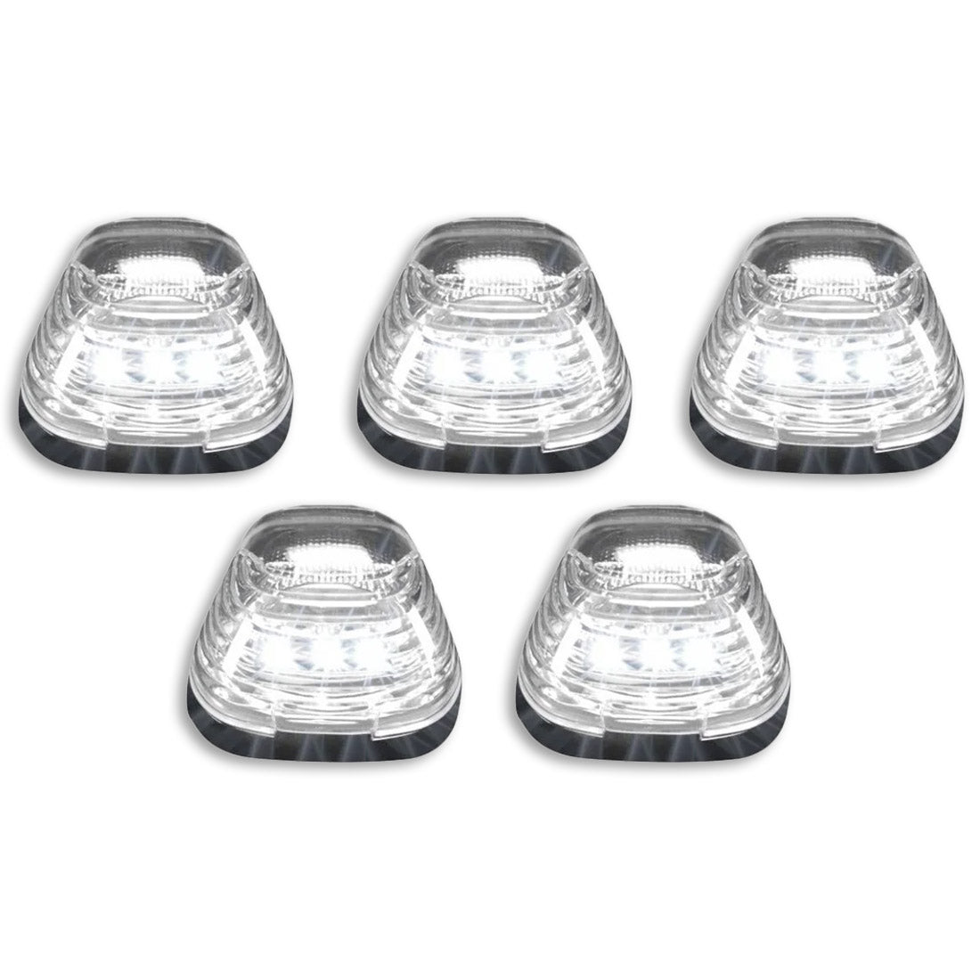 Ford 99-16 Superduty (5-Piece Set) Clear Lens with White & Amber Strobe LED's & White or Amber Running Light LED's - Complete Kit With Wiring & Hardware