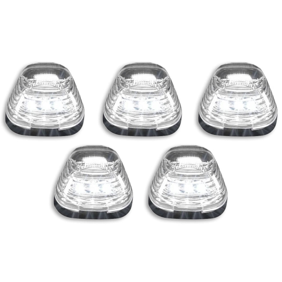 Ford 99-16 Superduty (5-Piece Set) Clear Lens with White & Amber Strobe LED's & White or Amber Running Light LED's - Complete Kit With Wiring & Hardware
