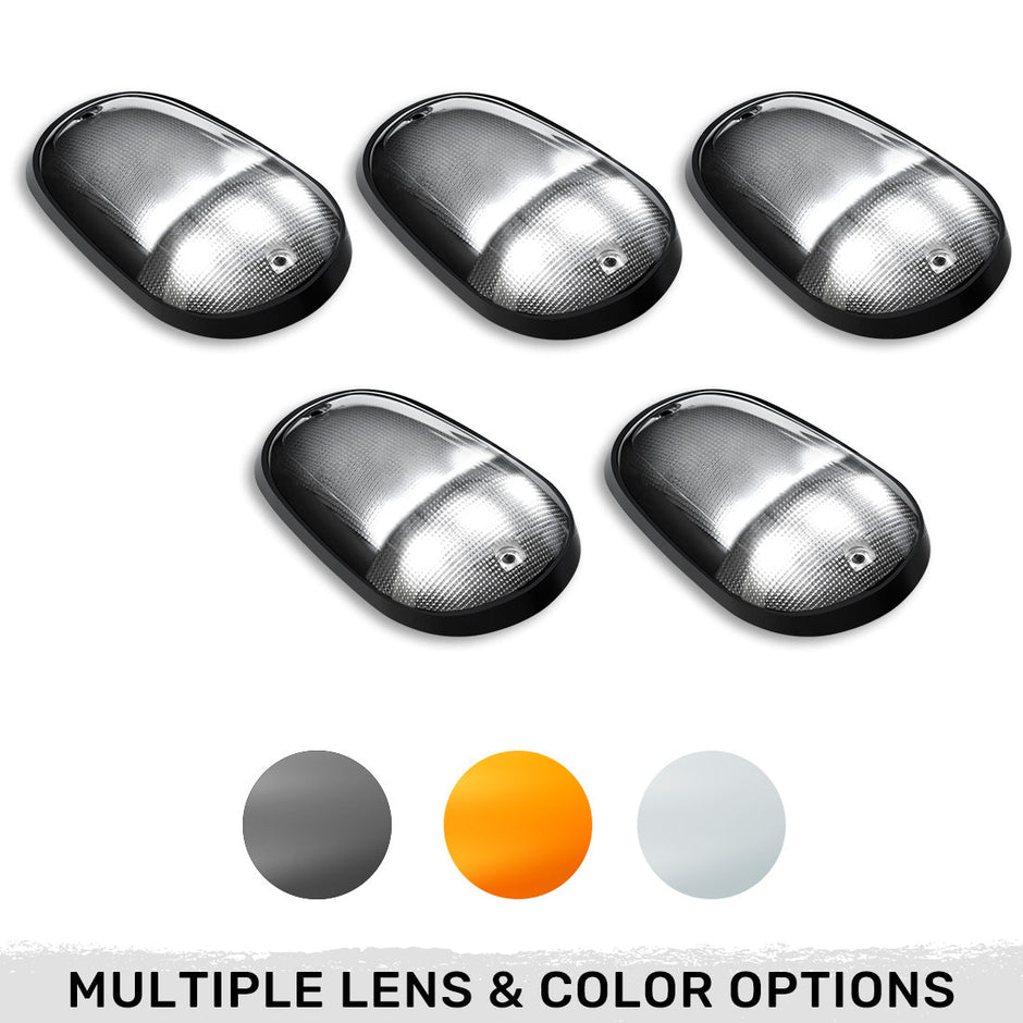 Dodge 03-18 RAM Heavy-Duty 2500 & 3500 (5-Piece Set) Smoked Cab Roof Light Lens with 2-Way Forward & Rear Facing White ULTRA High-Power LEDs - (Complete Wiring Kit Sold Separately) - Image 3