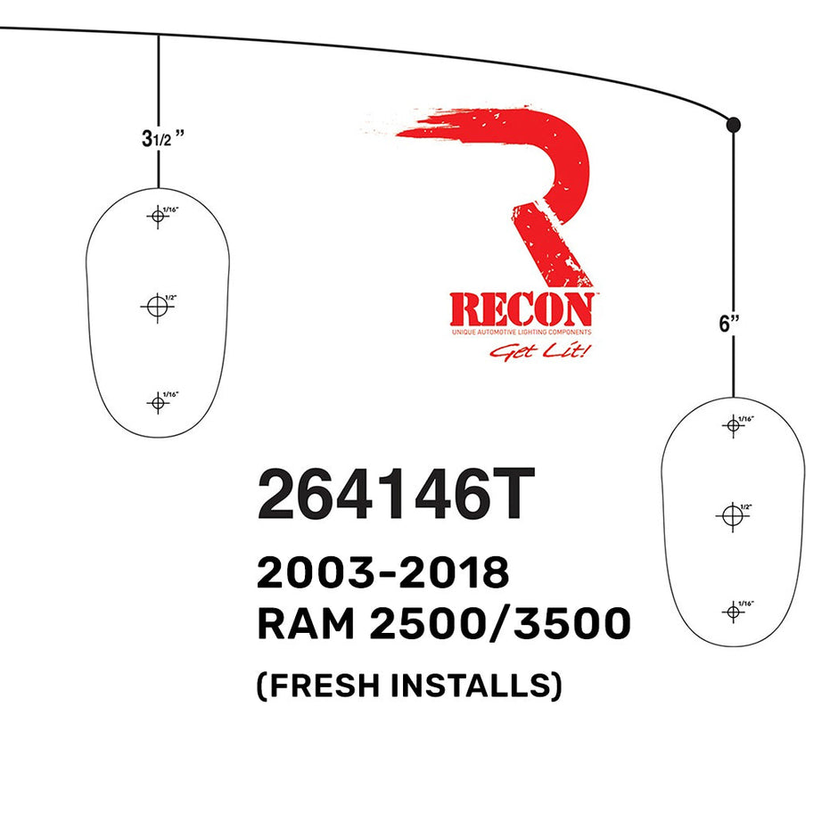 Template for Installing Cab Roof Lights - Part # 264146 Series