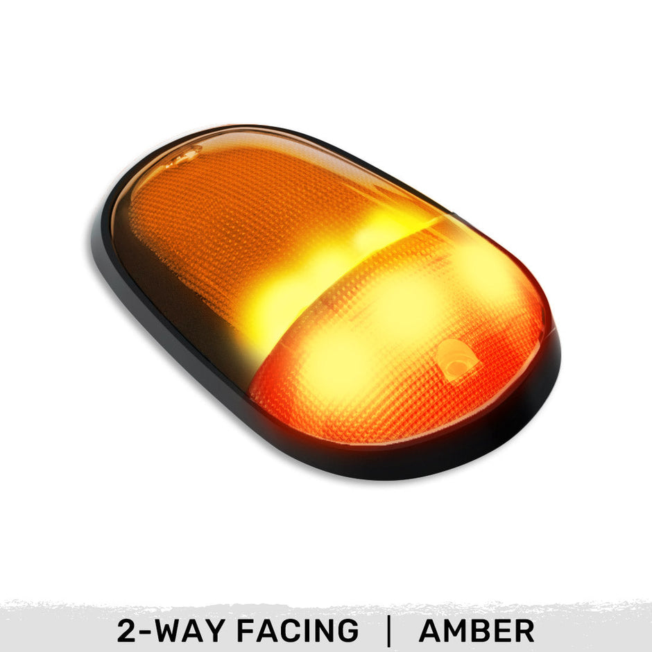 Dodge 03-18 RAM Heavy-Duty 2500 & 3500 (1-Piece Single Cab Light) Amber Cab Roof Light Lens with 2-Way Forward & Rear Facing Amber ULTRA High-Power LEDs - 1-Piece Single Cab Light ONLY