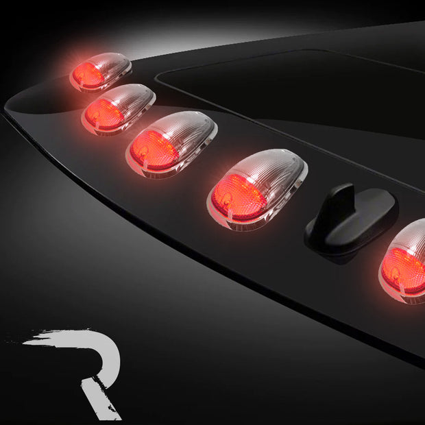 Dodge 03-18 RAM Heavy-Duty 2500 & 3500 (5-Piece Set) Clear Cab Roof Light Lens with RGB (Multi-Colored) High-Power LED's - Complete Kit With Wiring & Hardware - ATTN: Cab Lights are User Controlled by Bluetooth Using App Thru Mobile Phone / Tablet - MULTI-COLORED - Image 2