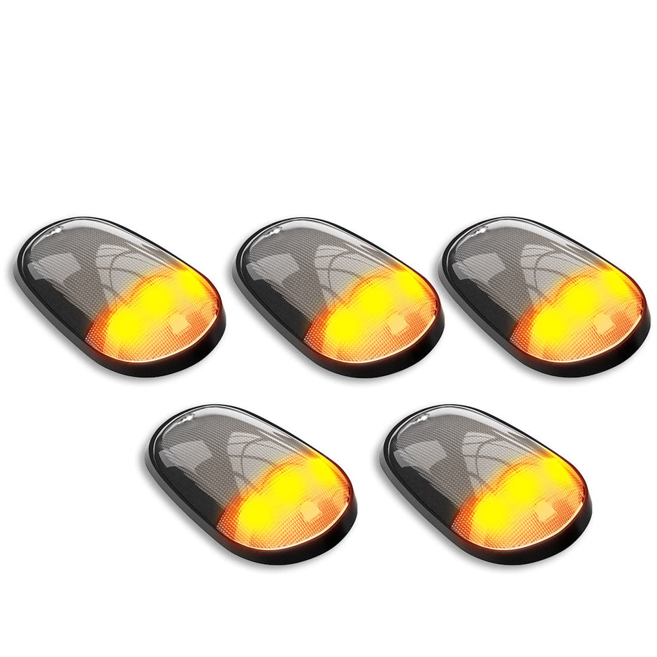 Dodge 03-18 RAM Heavy-Duty 2500 & 3500 (5-Piece Set) Clear Cab Roof Light Kit with White & Amber Strobe LED's & White or Amber Running Light LED's - Includes Complete Kit With Wiring & Hardware