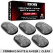 Dodge 03-18 RAM Heavy-Duty 2500 & 3500 (5-Piece Set) Clear Cab Roof Light Kit with White & Amber Strobe LED's & White or Amber Running Light LED's - Includes Complete Kit With Wiring & Hardware - Image 3