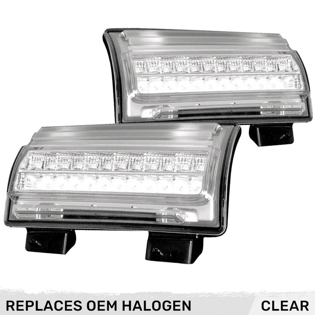Jeep 18-23 JL Wrangler Front High Power White OLED DRL with High Power Amber Scanning Switchback OLED Turn Signal 2-Piece Set (Replaces OEM Halogen Version - Does Not Fit Sport Model) - Clear Lens - Image 2