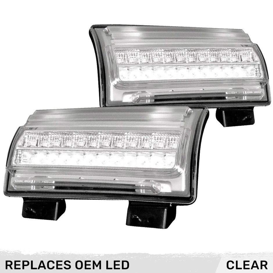 Jeep 18-23 JL Wrangler Front High Power White OLED DRL with High Power Amber Scanning Switchback OLED Turn Signal 2-Piece Set (Replaces OEM LED Version) - Clear Lens - Image 2