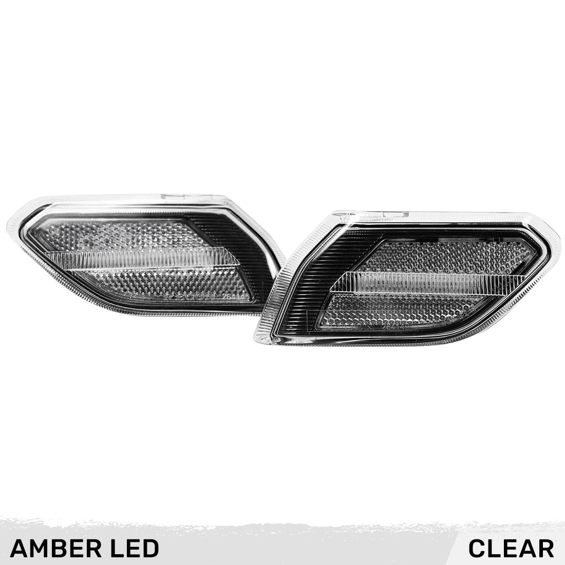 Jeep 18-23 JL Wrangler Front Fender Side Marker Lenses with High Power Amber LED's 2-Piece Set (Replaces OEM Amber Colored Lens) - Clear Lens - Image 2