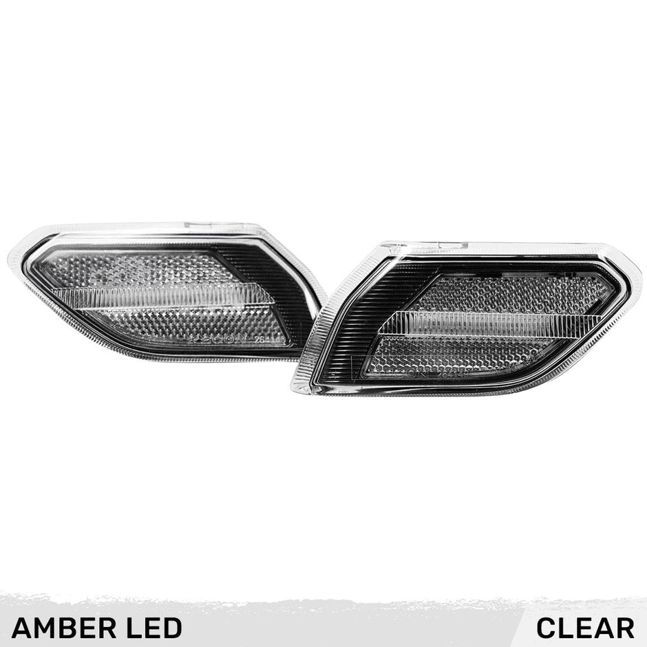 Jeep 18-23 JL Wrangler Front Fender Side Marker Lenses with High Power Amber LED's 2-Piece Set (Replaces OEM Amber Colored Lens) - Clear Lens - Image 2