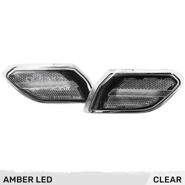 Jeep 18-23 JL Wrangler Front Fender Side Marker Lenses with High Power Amber LED's 2-Piece Set (Replaces OEM Amber Colored Lens) - Clear Lens - Image 2