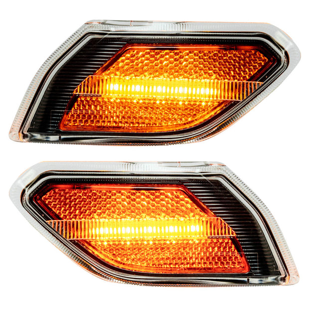 Jeep 18-23 JL Wrangler Front Fender Side Marker Lenses with High Power Amber LED's 2-Piece Set (Replaces OEM Amber Colored Lens) - Clear Lens